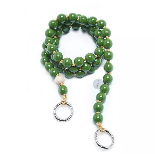 Wooden Phone Chain Beads / Large 120cm - Leaf Green