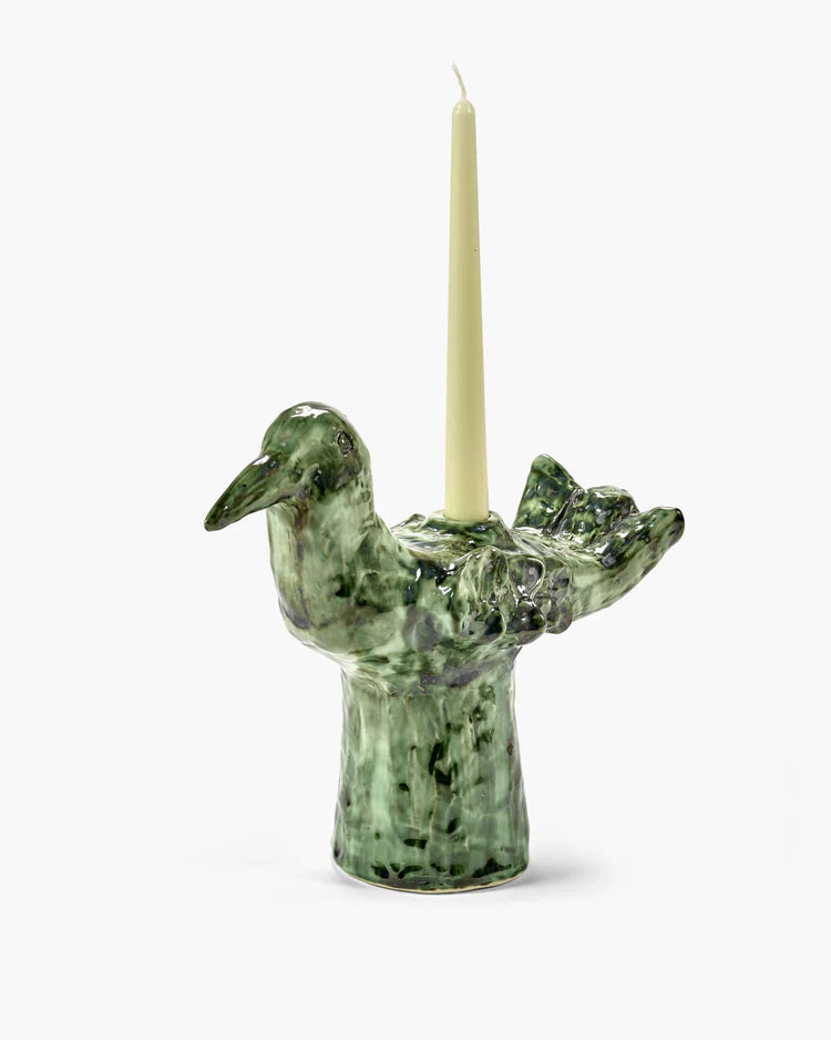 Green Bird Candle Holder