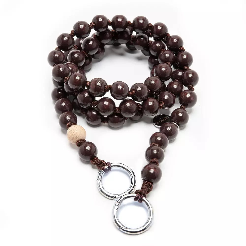 Wooden Phone Chain Beads / Midi 100cm - Espresso