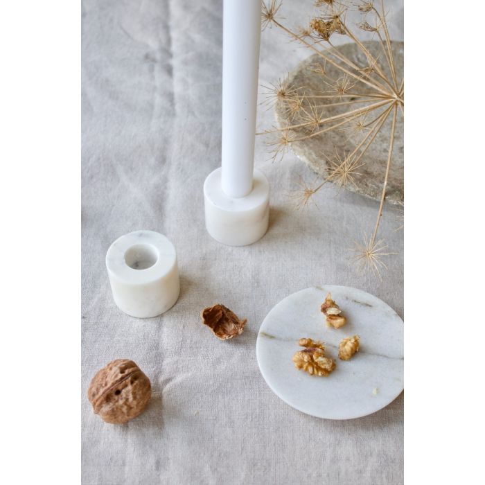 White Marble Candle Holder - Small