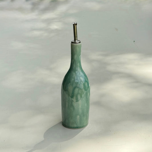 Ceramic Olive Oil Bottle with Pourer - Jade