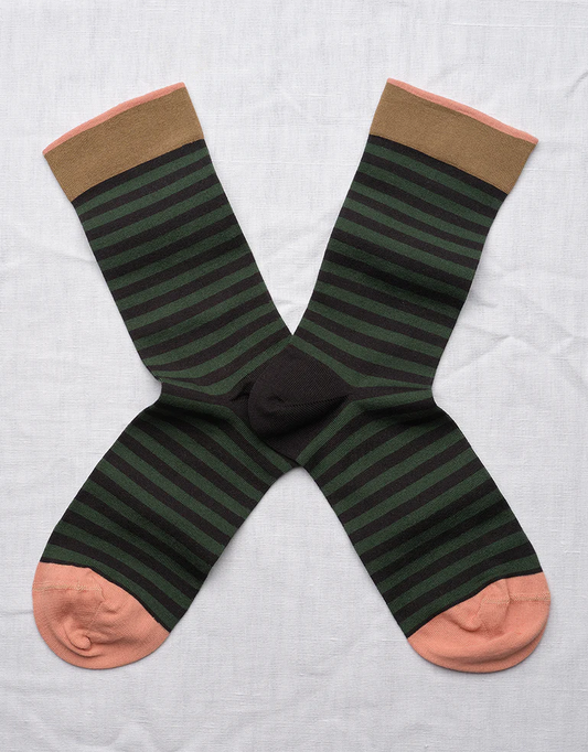 Green/Navy Stripe Socks