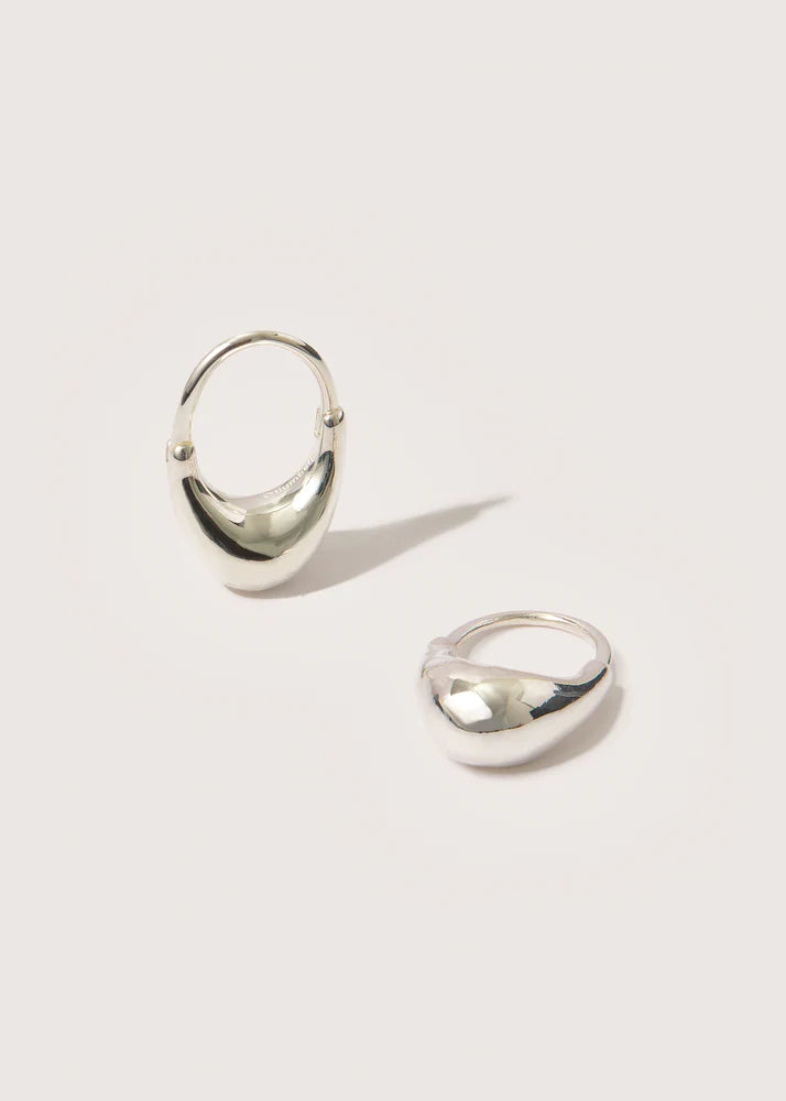 Small Silver Roscida Drop Hoops