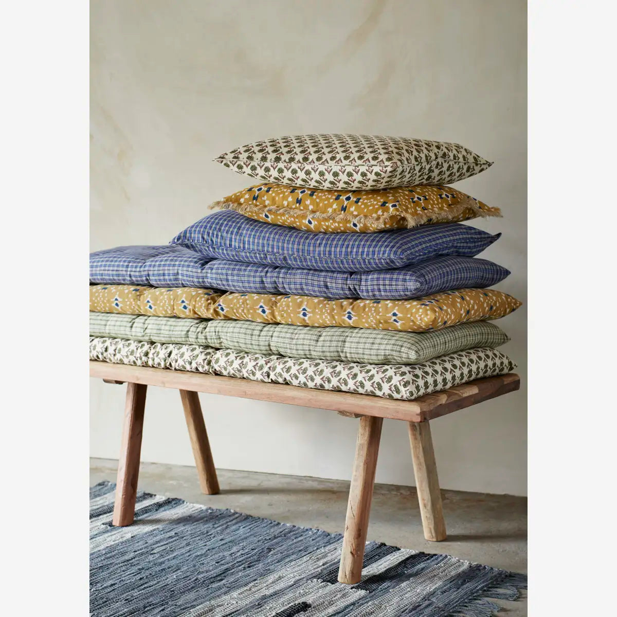 Checked Cotton Mattress Small - Blue Check