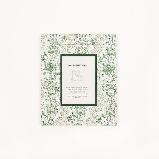 Floral Trellis Green - Block Printed Picture Frame