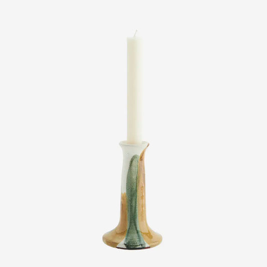 Terracotta Candle Holder - Green and Mustard