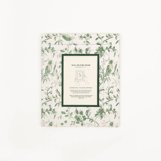 Peony Green & Robin - Block Printed Picture Frame