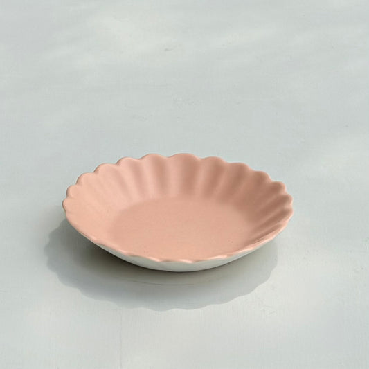 Scalloped Shallow Dish - Light Rose