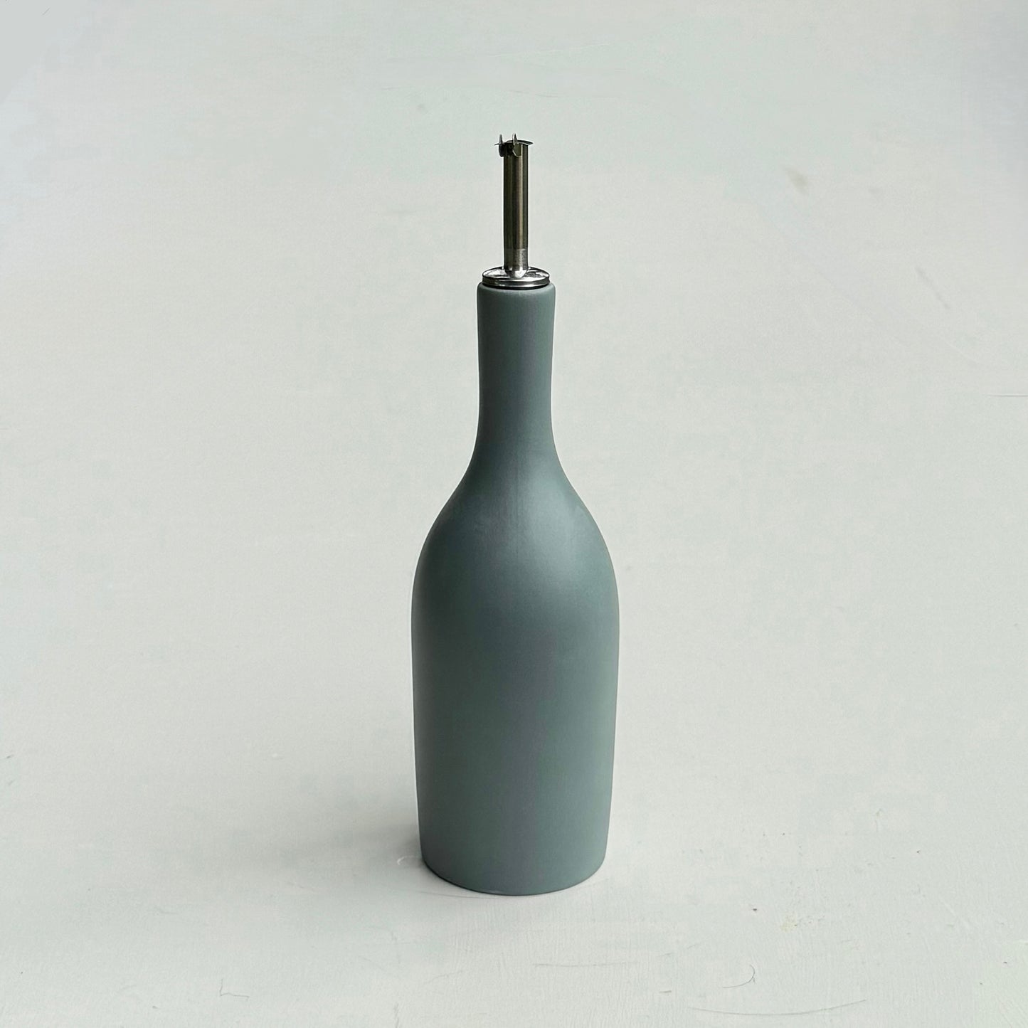 Ceramic Olive Oil Bottle with Pourer - Matt Green