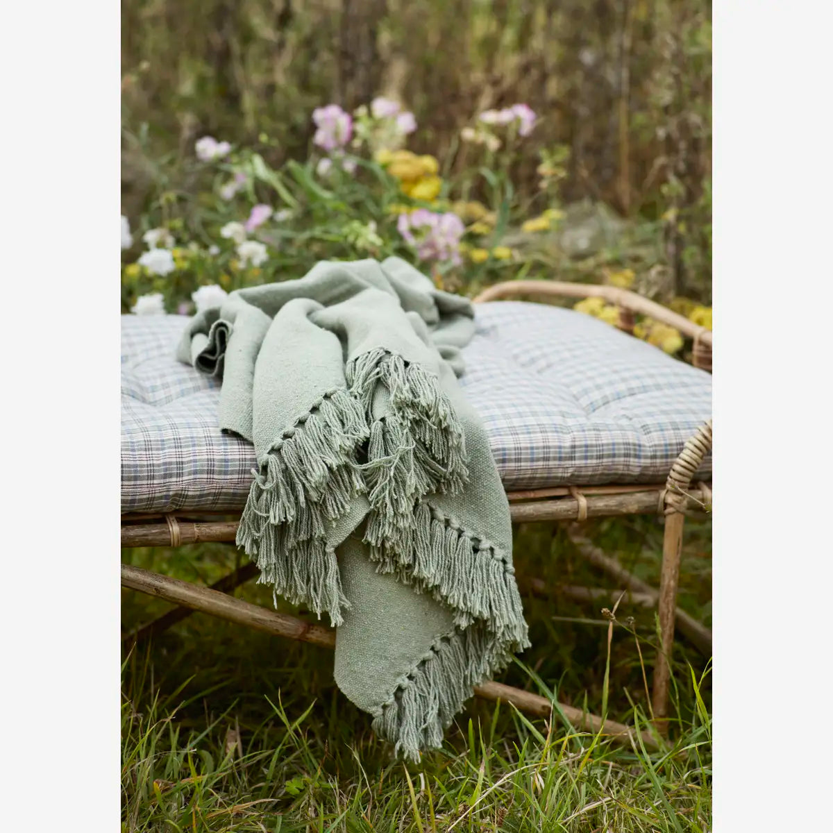 Cotton Mattress- Stone & Green Check