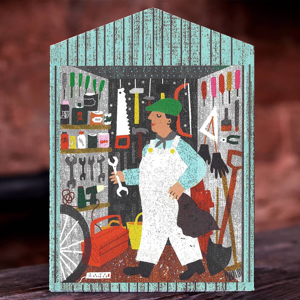 Guy in Shed - Greeting Card