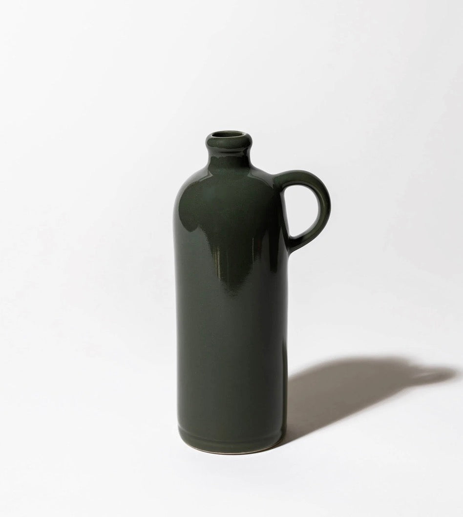 Digoin Handled Ceramic Bottle - Laurel Green
