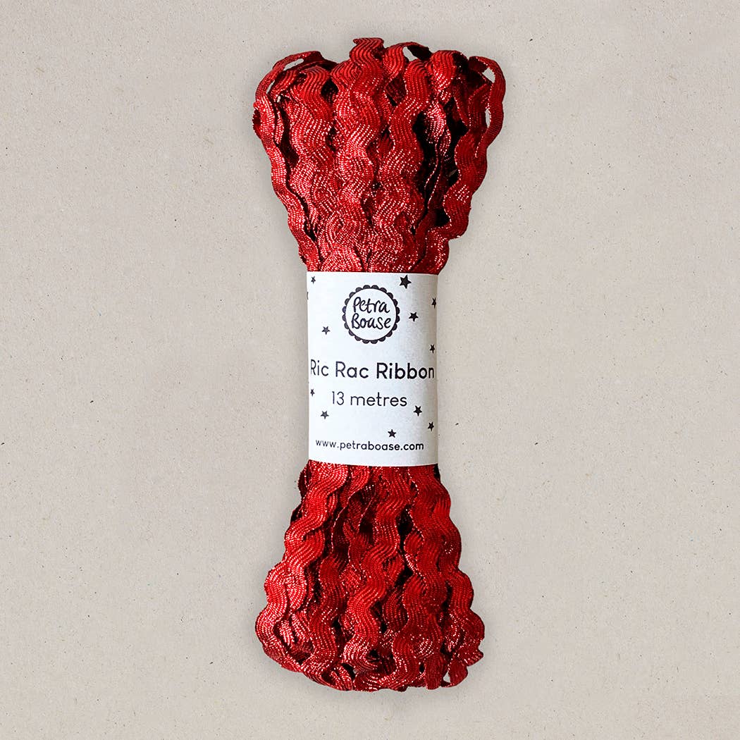 Metallic Ric Rac Ribbon 13m - Ruby Red