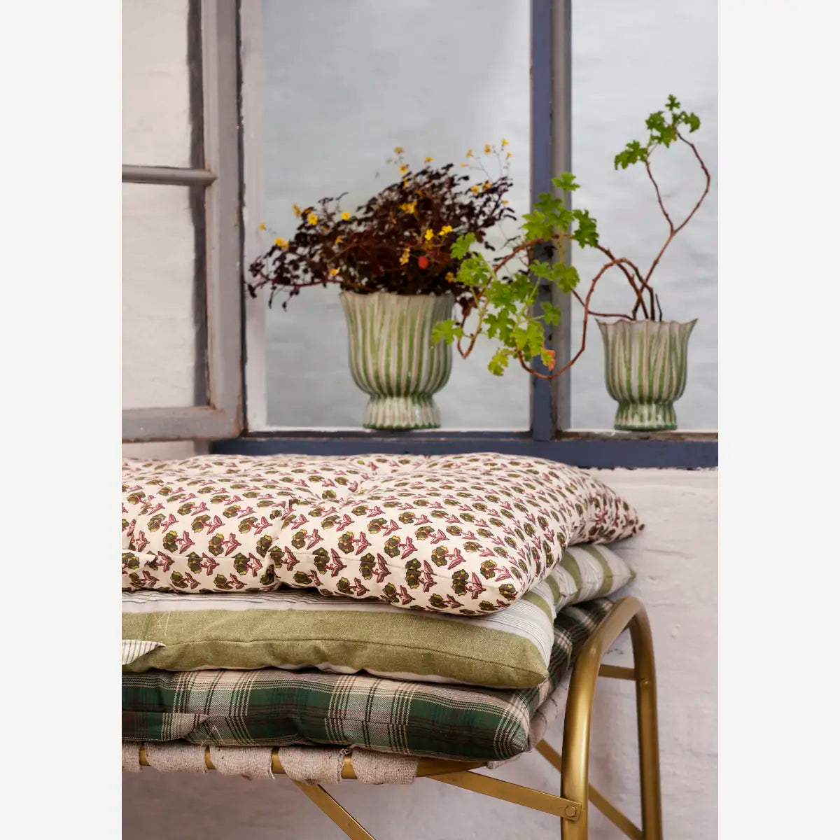 Cotton Mattress - Cream & Green Floral