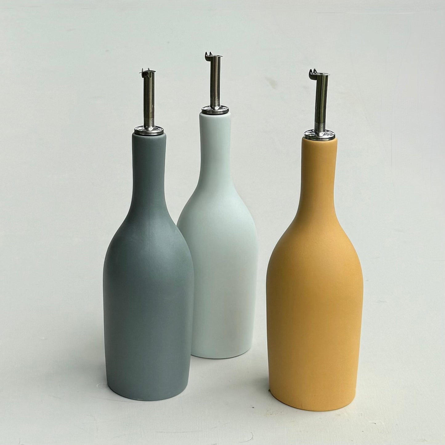 Ceramic Olive Oil Bottle with Pourer - Ochre