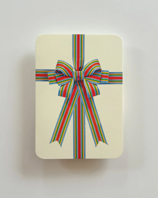 Candy Stripe Bow - Greeting Card