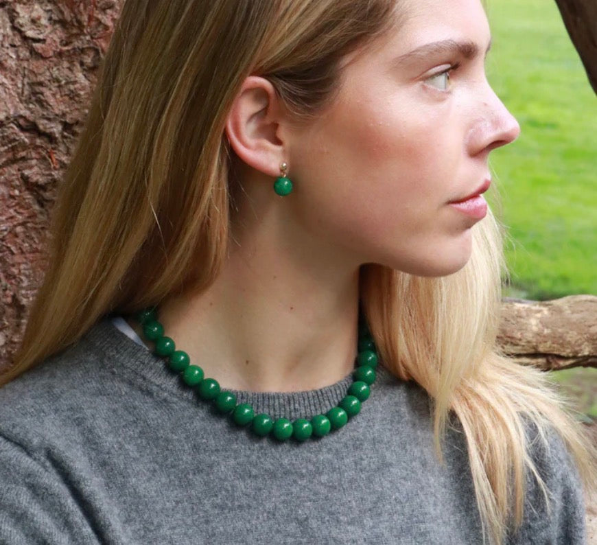 Beaded Necklace - Faro Green Jade