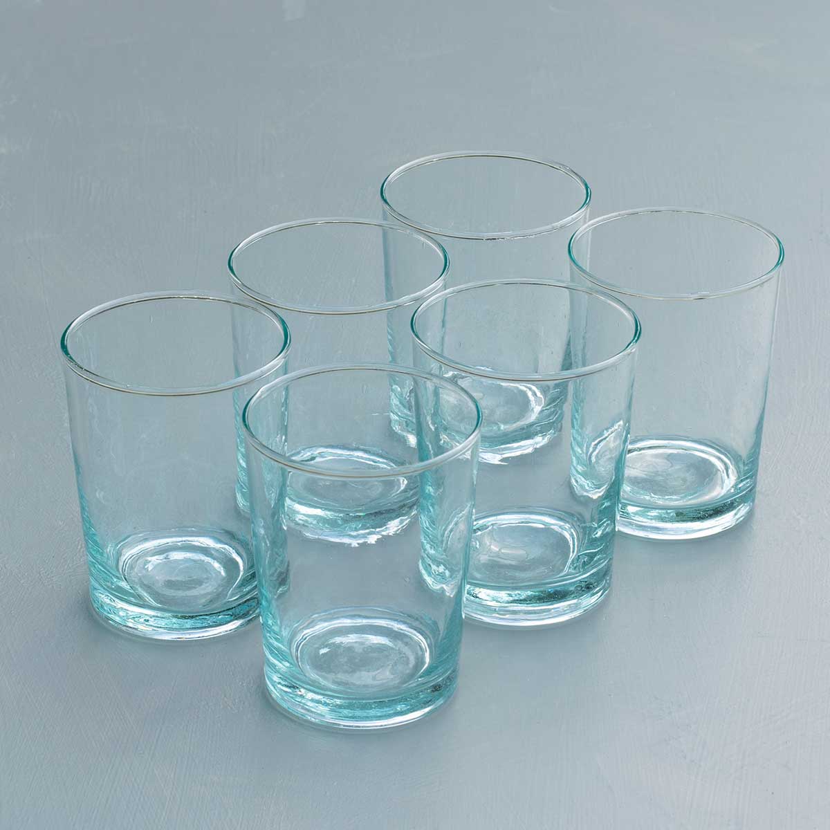 6 Clear Recycled Glass Tumblers