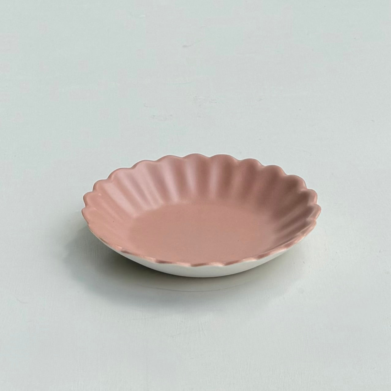 Scalloped Shallow Dish - Dark Rose