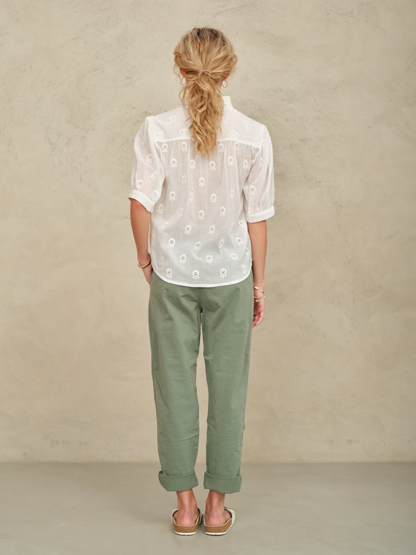 Frannie Embroidered Short Sleeve - White