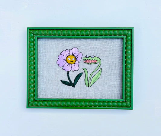 'Anemone Meets Venus'  - Framed Embroidery by Edith Cartoonist x Hannah Cummings