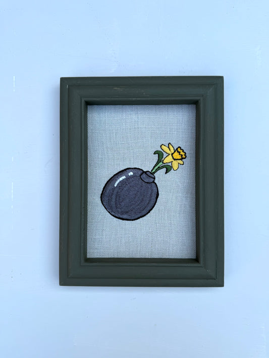 'Flower Bomb' - Framed Embroidery by Edith Cartoonist x Hannah Cummings
