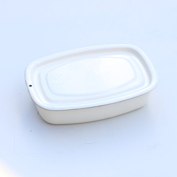 Enamel dish and lid: Large Cream