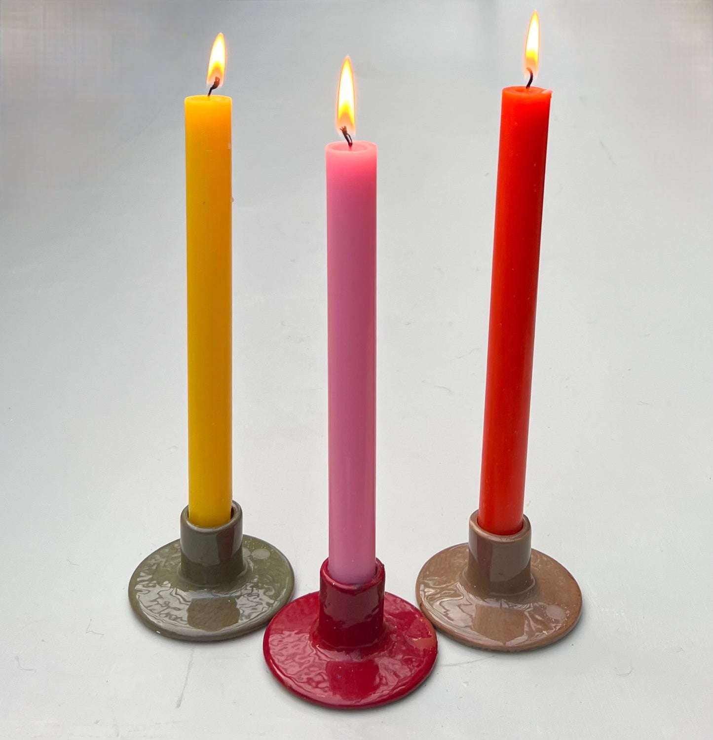 Stoneware candle holder - Mink Brown