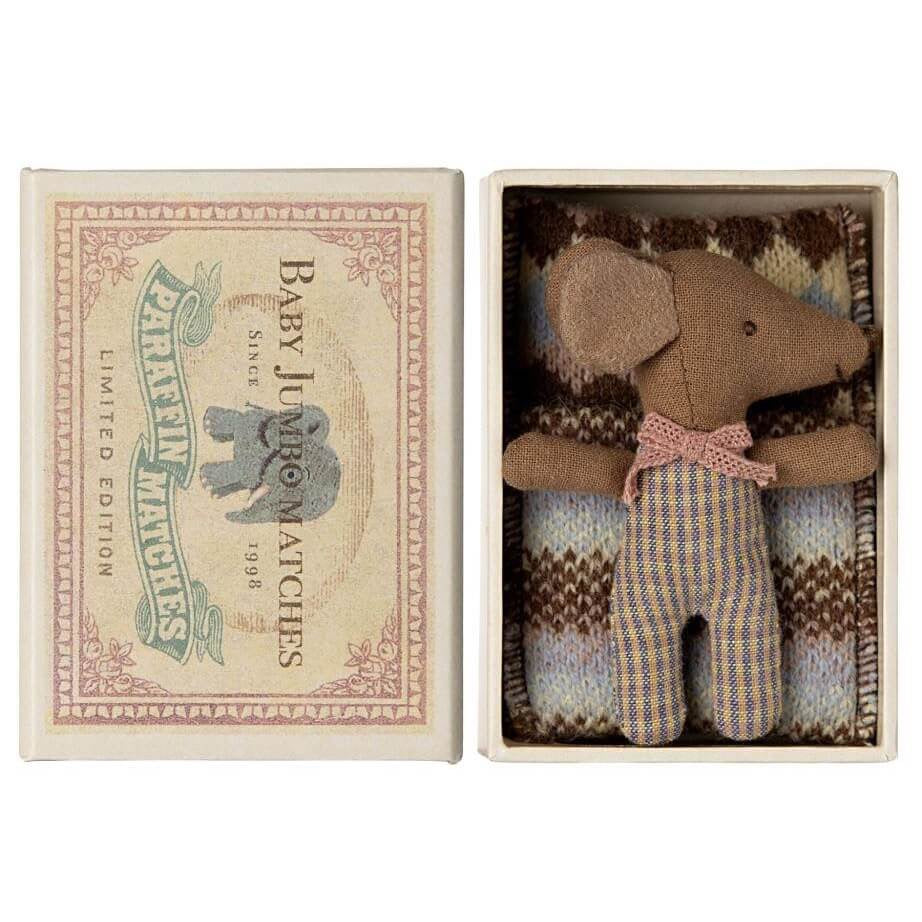 Sleepy Wakey Baby Mouse in Matchbox - Rose