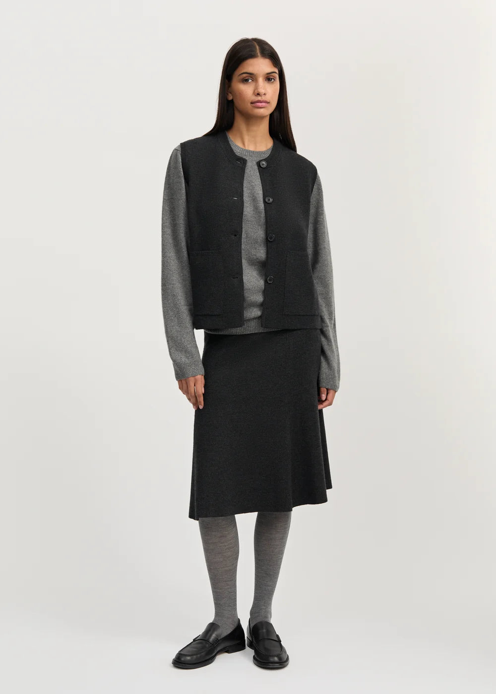 Elva Gilet- 100% Merino Wool / Antracite