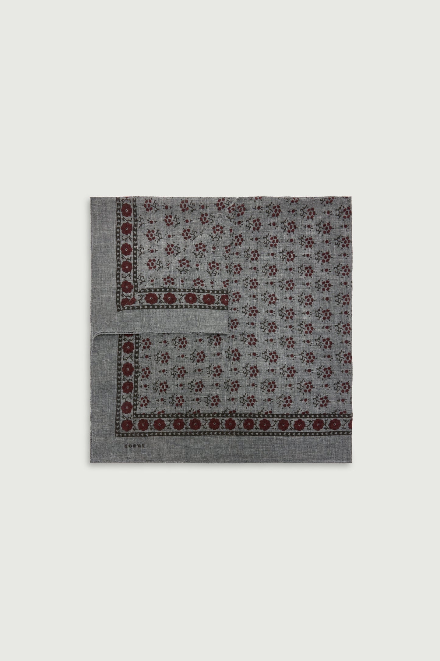 Foulard Wool Scarf - Grey/Khaki