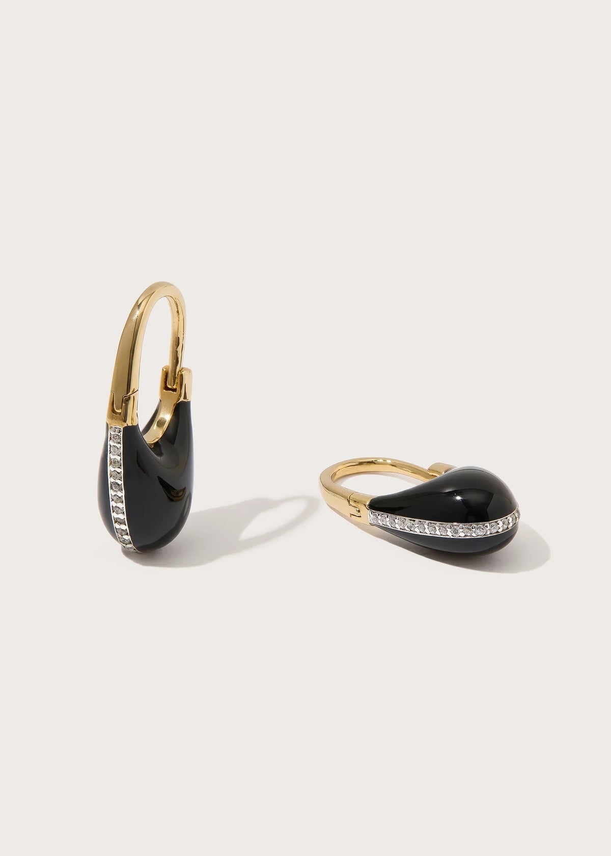 Pave Roscida Black Drop Hoops