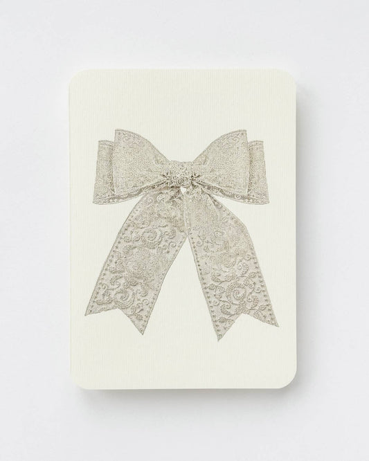 White Lace Bow - Greeting Card