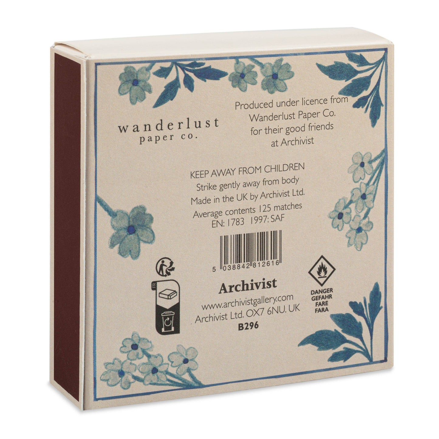 Square Matchbox - Blue Floral