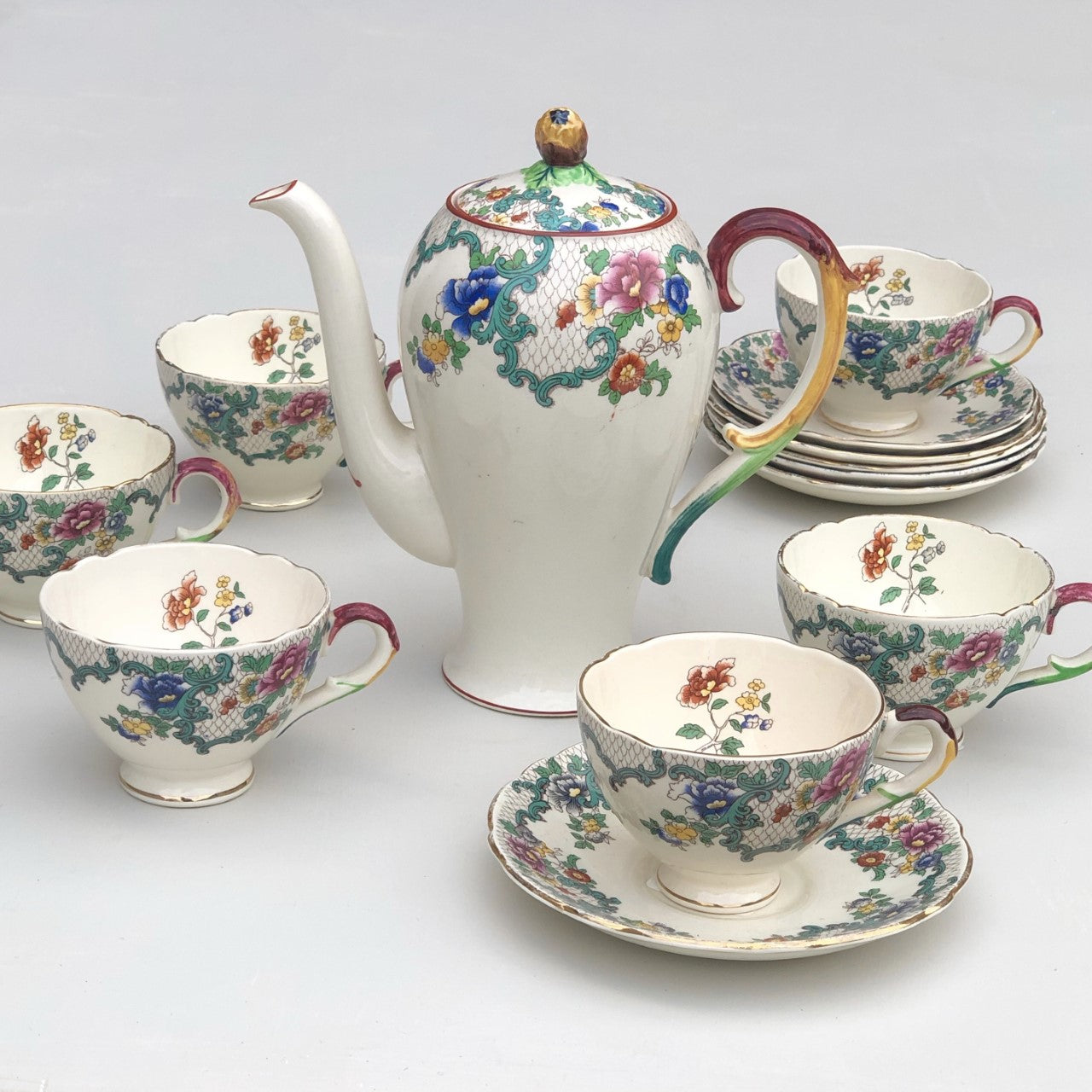 Floral Vintage 'Victoria’ Coffee Pot and cups