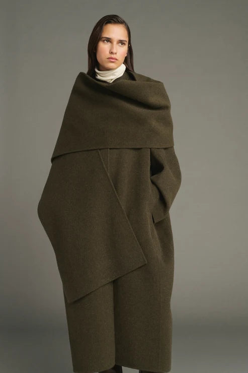 Finn Wool Coat and Scarf - Marl Khaki