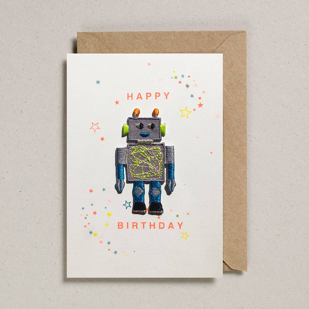 Patch Birthday Robot - Greeting Card