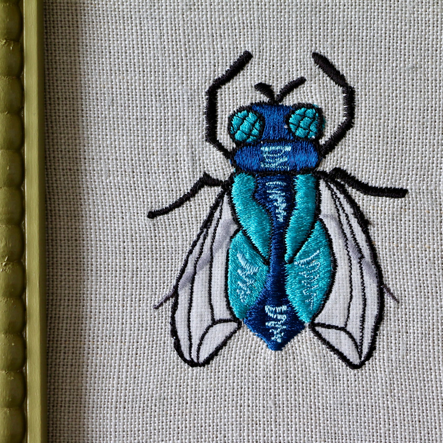 'Fly'  Framed Embroidery by Edith Cartoonist x Hannah Cummings