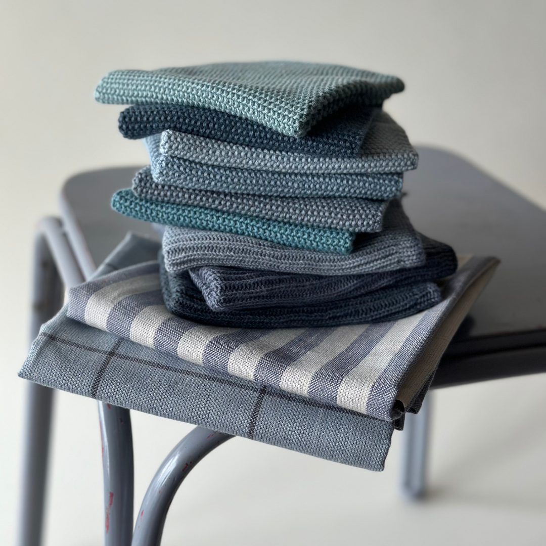 Dishcloths - Organic Cotton - Set of 2 - Knitted - Blue
