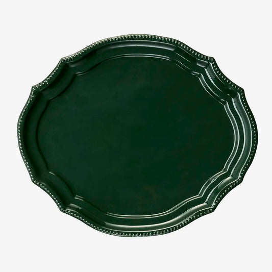 Oval Enamel Tray - Green