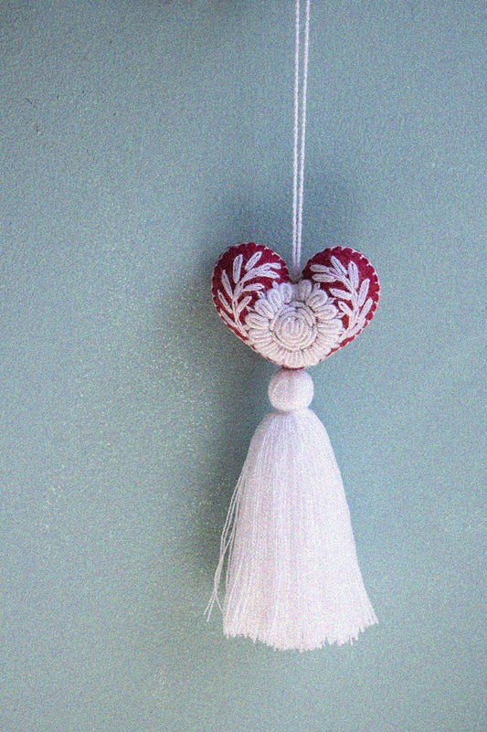 Embroidered Mexican Heart Tassel