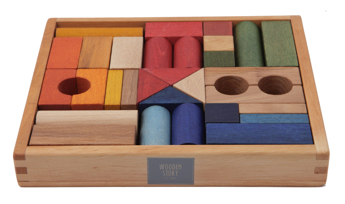 Wooden Rainbow Blocks Toy