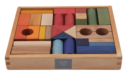 Wooden Rainbow Blocks Toy