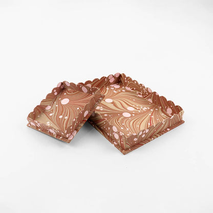 Marbled Scallop Desk Tray Set - Ochre Whirl