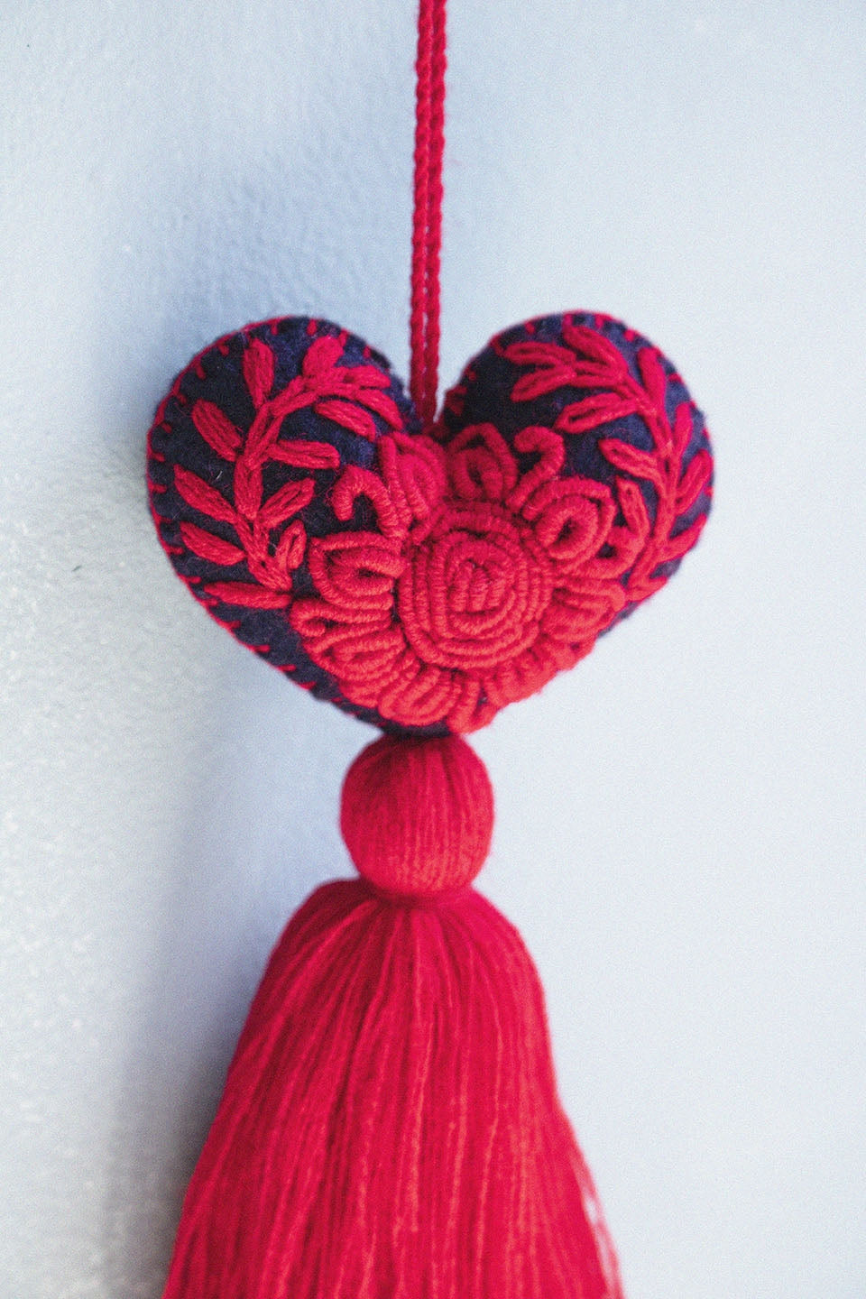 Embroidered Mexican Heart Tassel