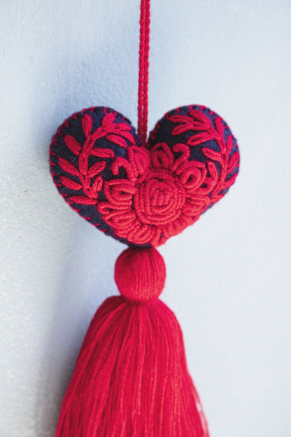 Embroidered Mexican Heart Tassel