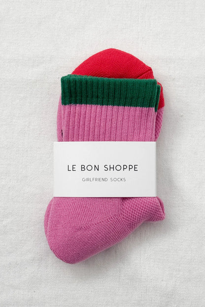 Girlfriend Ankle Sock - Pink / Spring Green