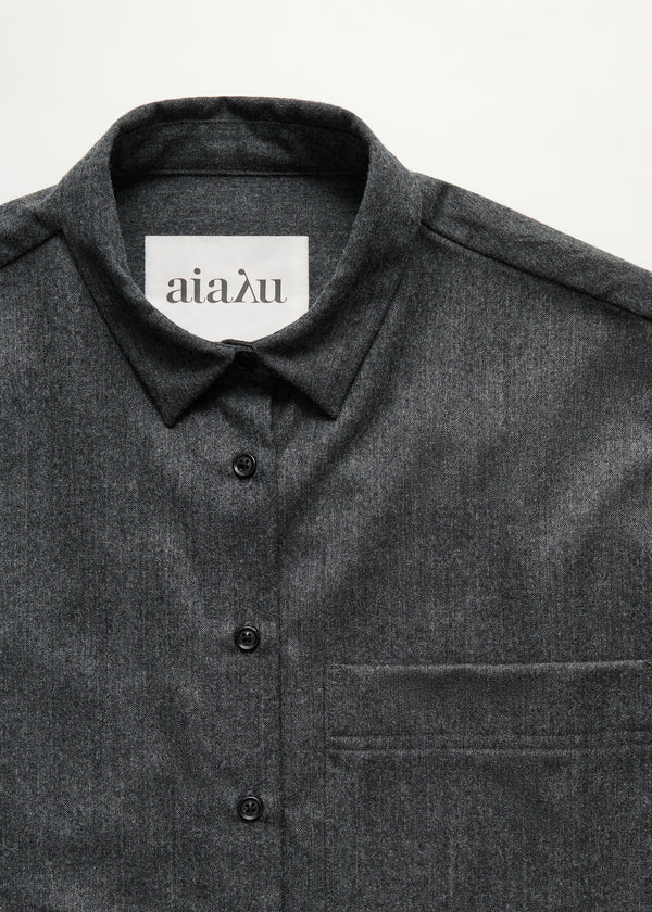 Lynette Shirt Fine Wool - Dark Grey