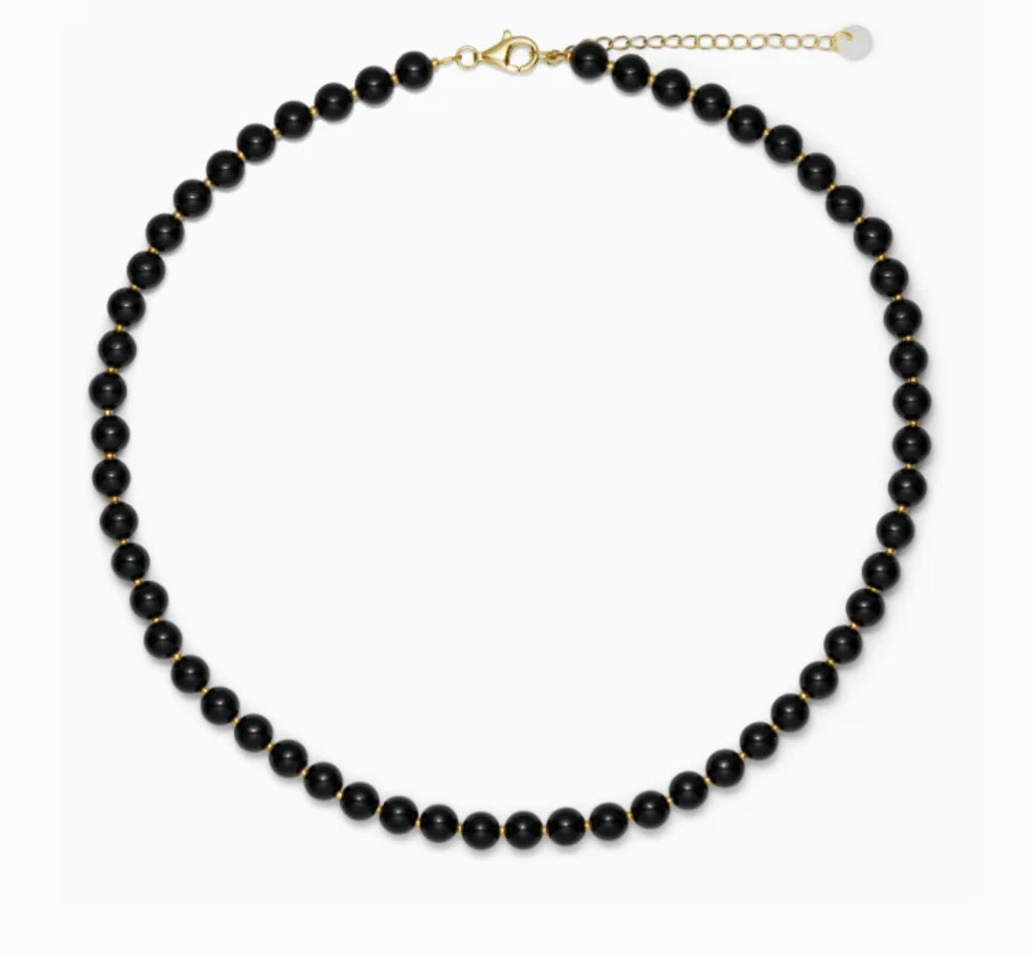 Beaded Necklace - Hailey Black Onyx