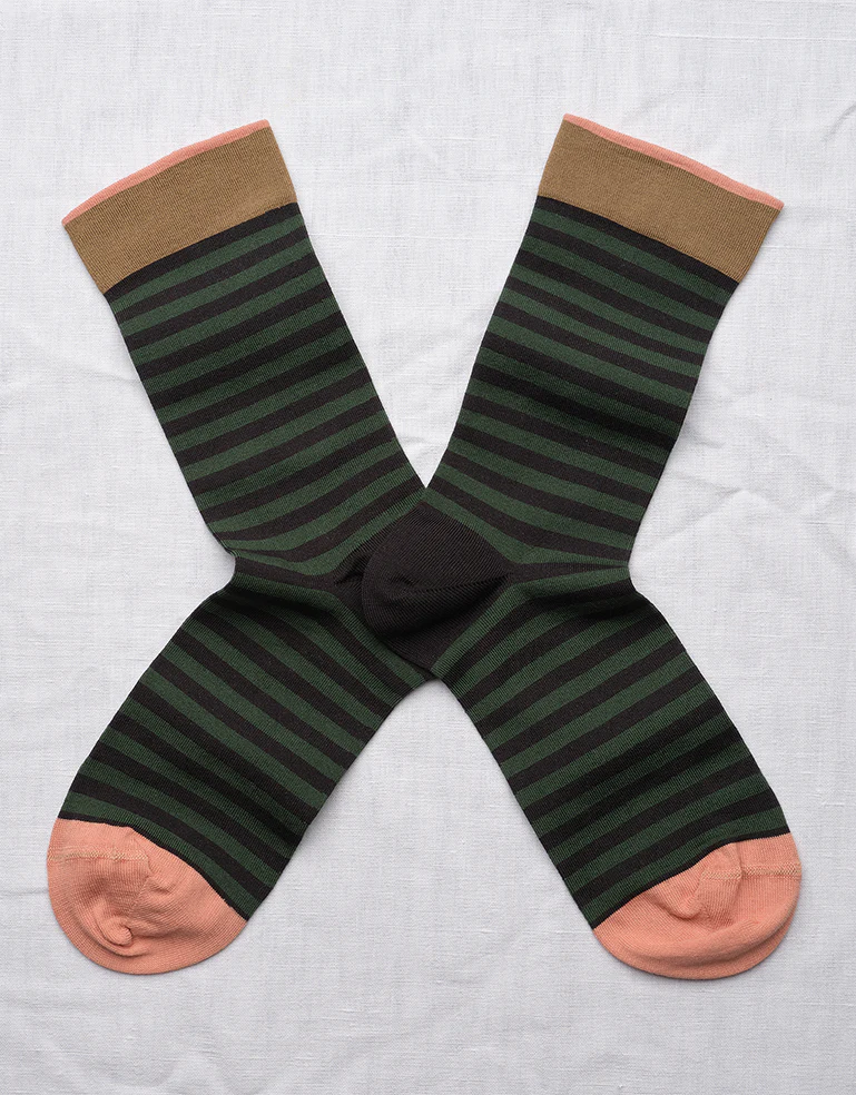 Green/Navy Stripe Socks